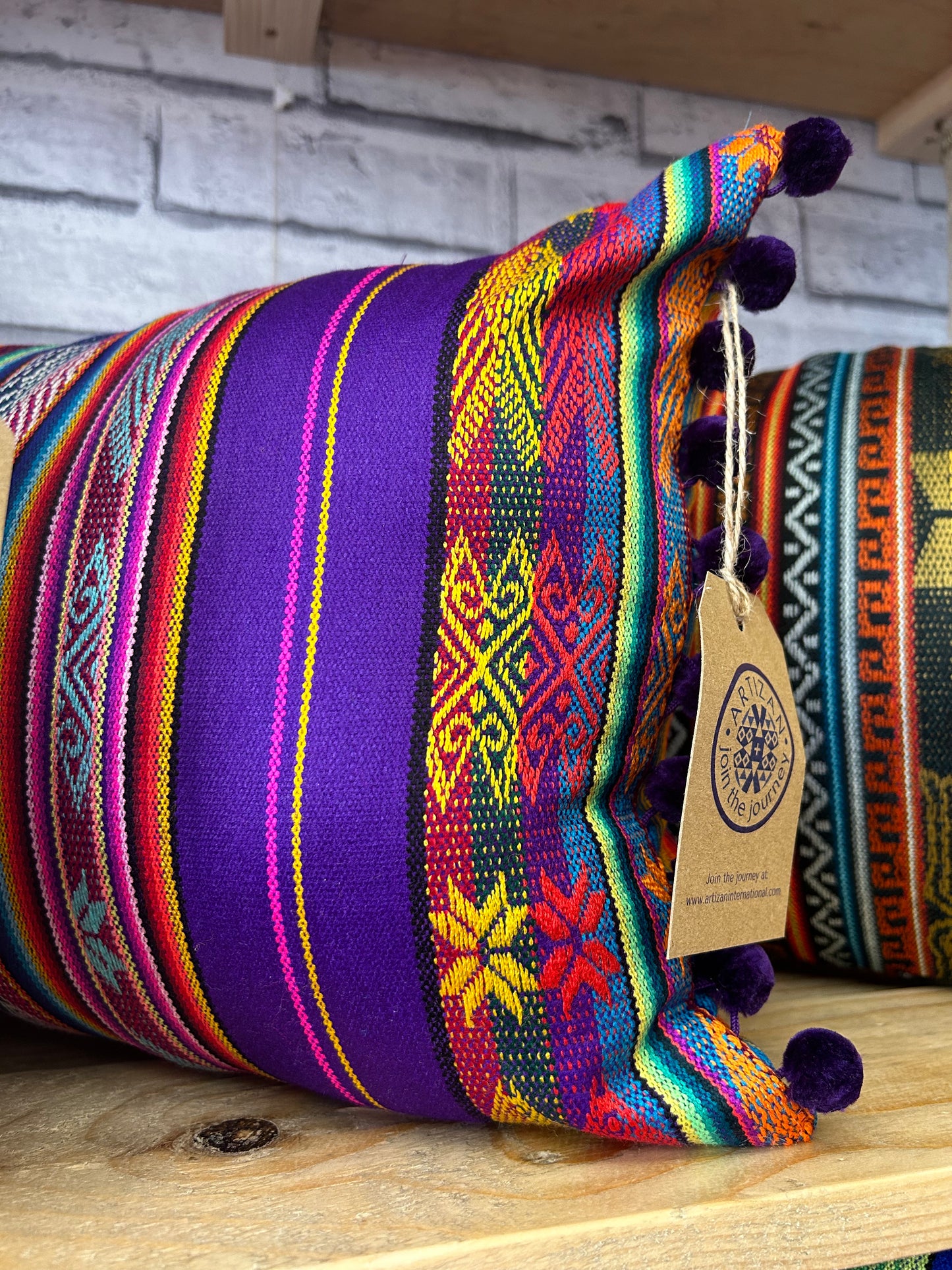 Cushion Striped Pom Pom Rectangle - Wholesale Pack