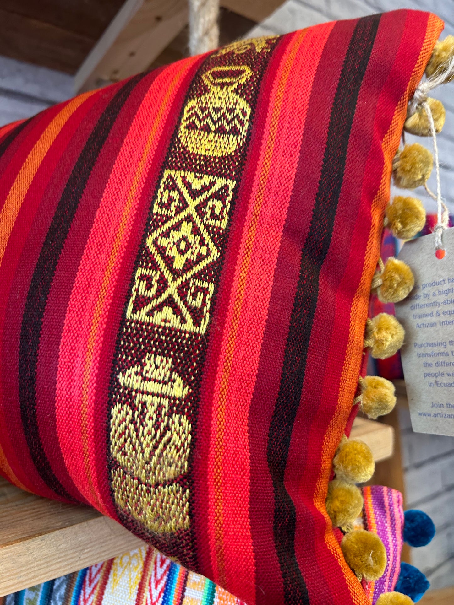 Cushion Striped Pom Pom Rectangle - Wholesale Pack