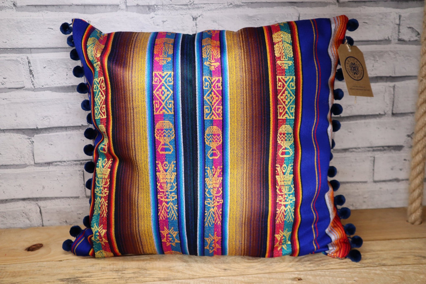 Cushion Striped Pom Pom Square - Wholesale Pack - Artizan International