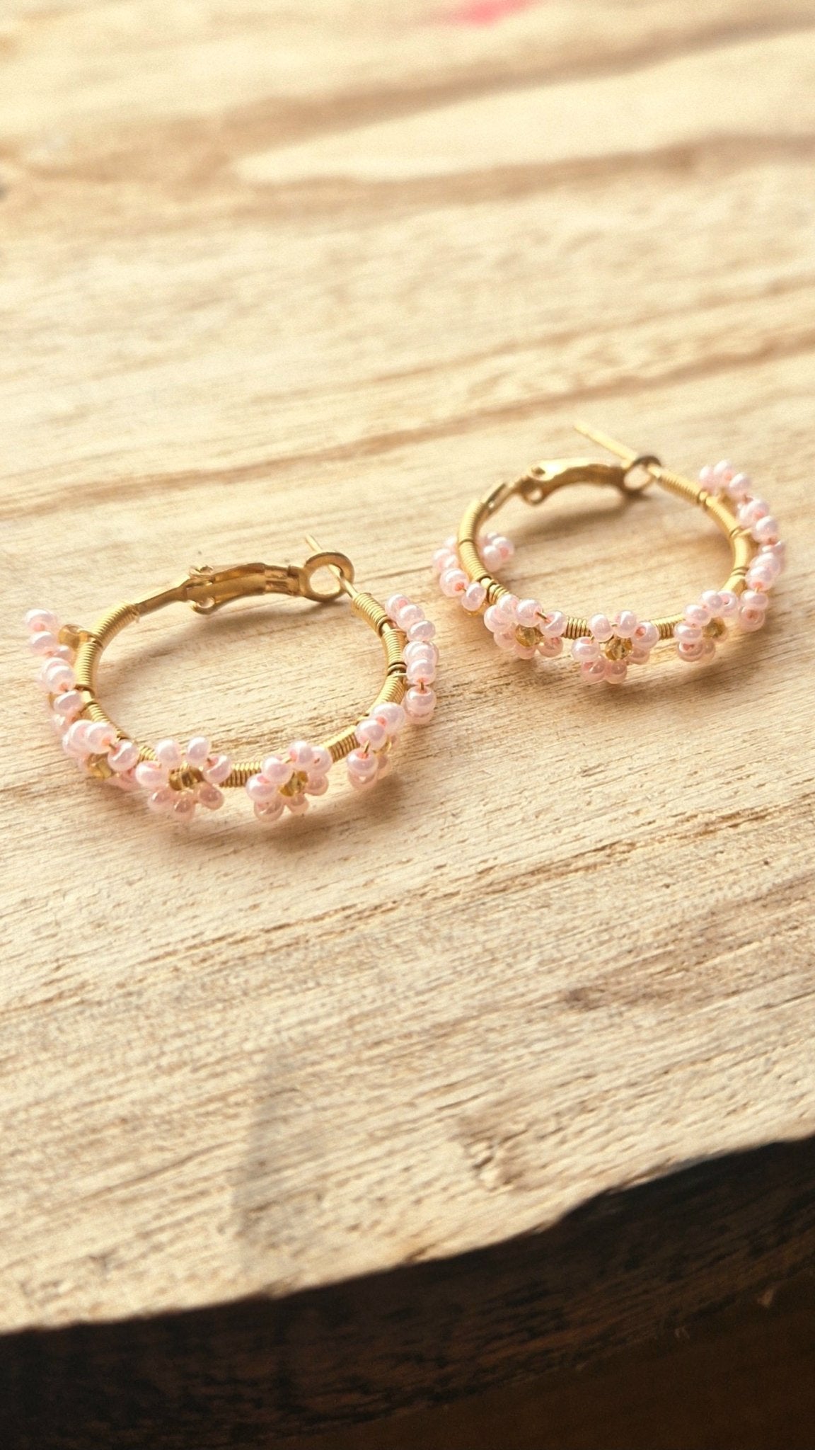 Daisy Hoop Beaded Earrings - Artizan International