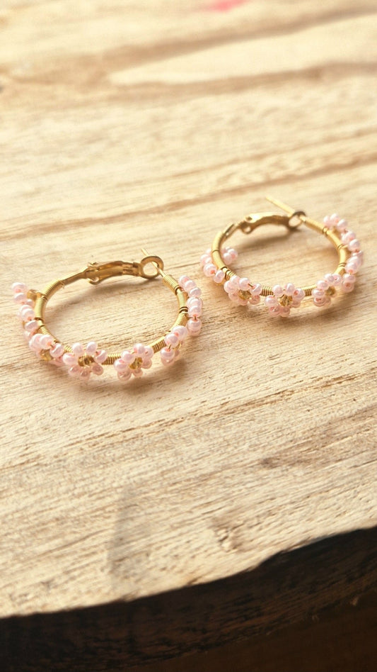 Daisy Hoop Beaded Earrings - Artizan International
