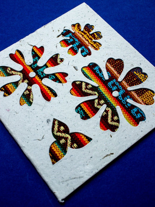 Four Flowers Ecuadorian Fabric Cards - Wholesale Pack of 6 - Artizan International
