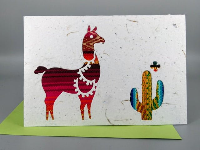 Llama Ecuadorian Fabric Cards - Wholesale Pack of 6 - Artizan International