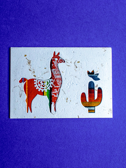 Llama Ecuadorian Fabric Card