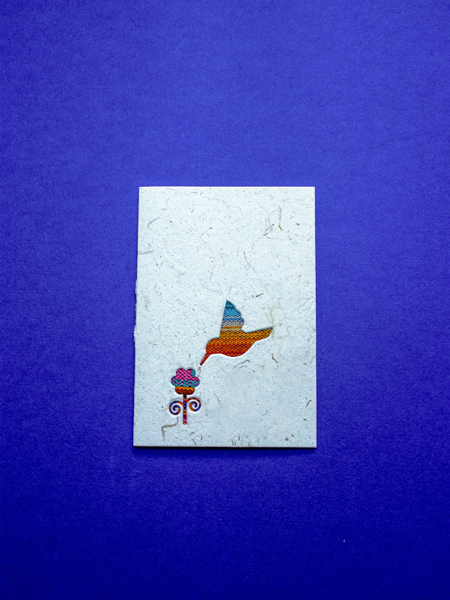 Small Bird with Flower Ecuadorian Fabric Card