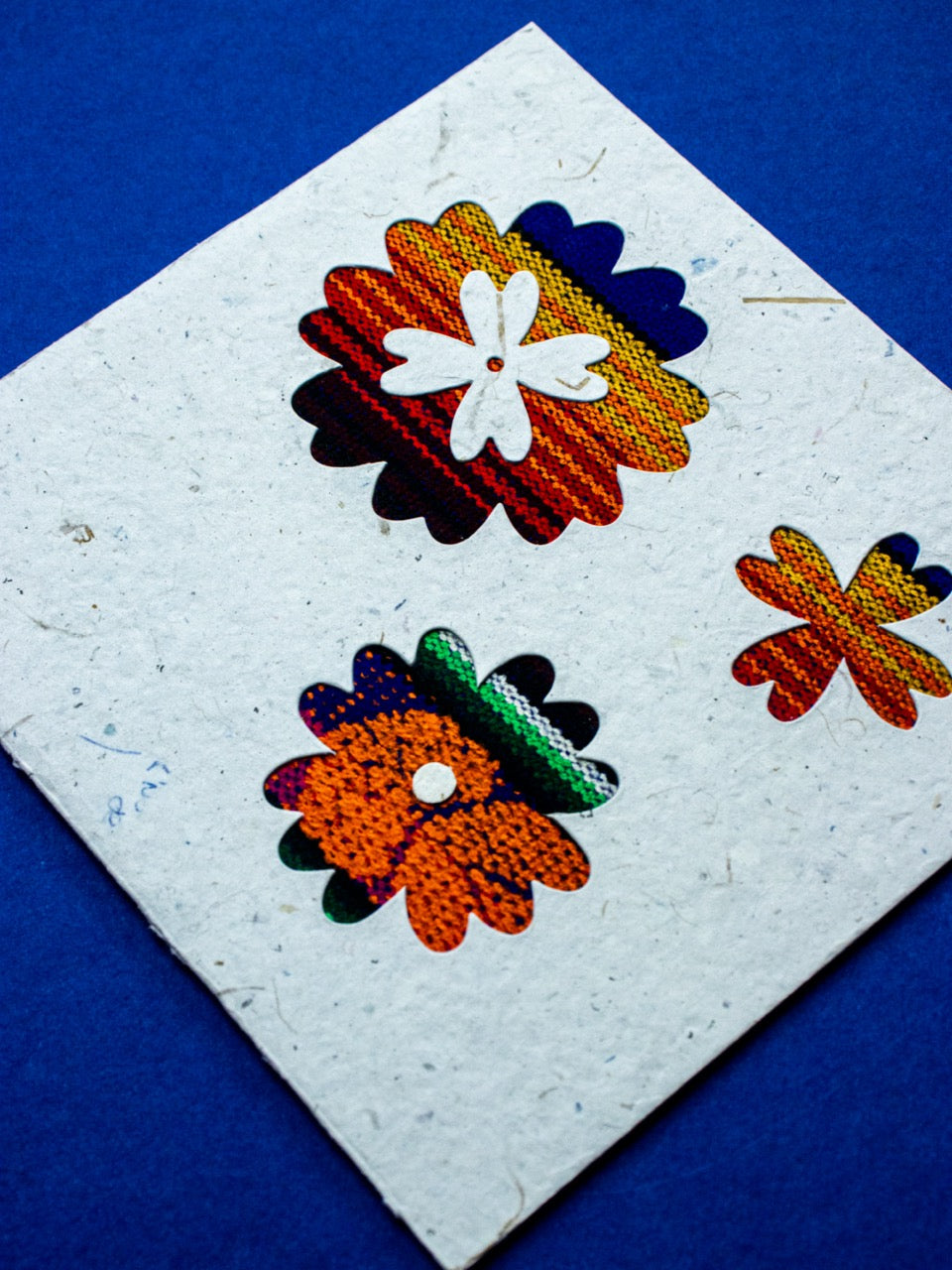 Three Flowers Ecuadorian Fabric Card