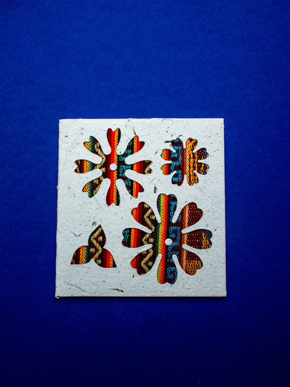 Four Flowers Ecuadorian Fabric Cards -  Wholesale Pack of 6
