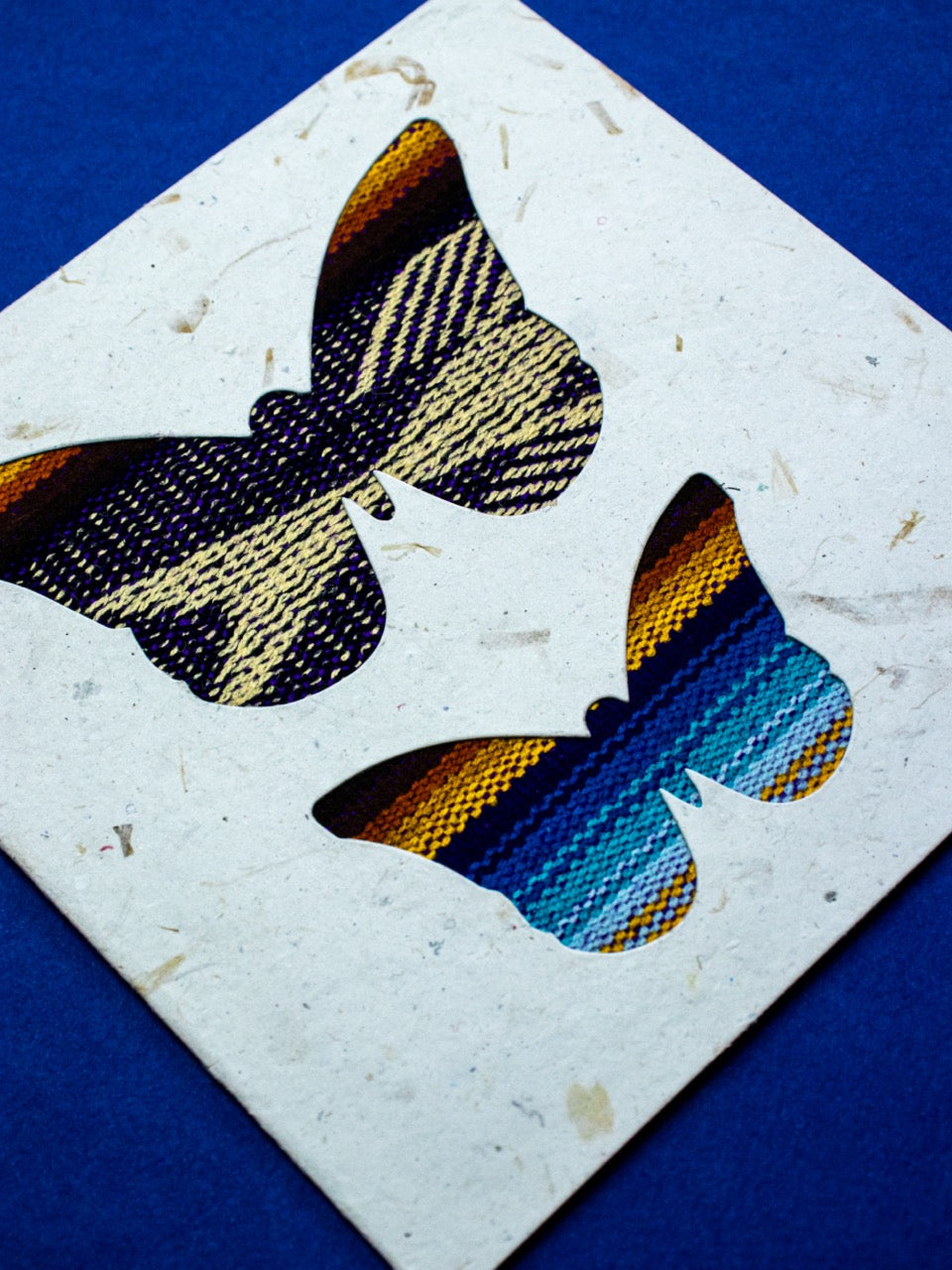 Two Rounded Butterflies Ecuadorian Fabric Card