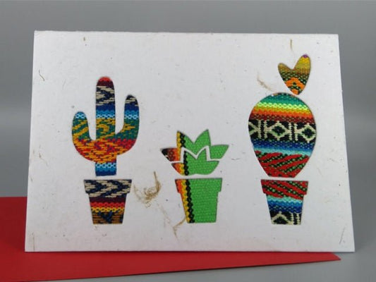 Cactus Ecuadorian Fabric Cards - Pack of 6 (wholesale) - Artizan International