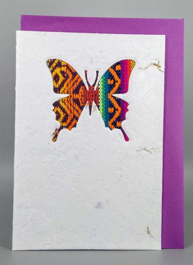 Butterfly Ecuadorian Fabric Cards -  Pack of 6 (wholesale)