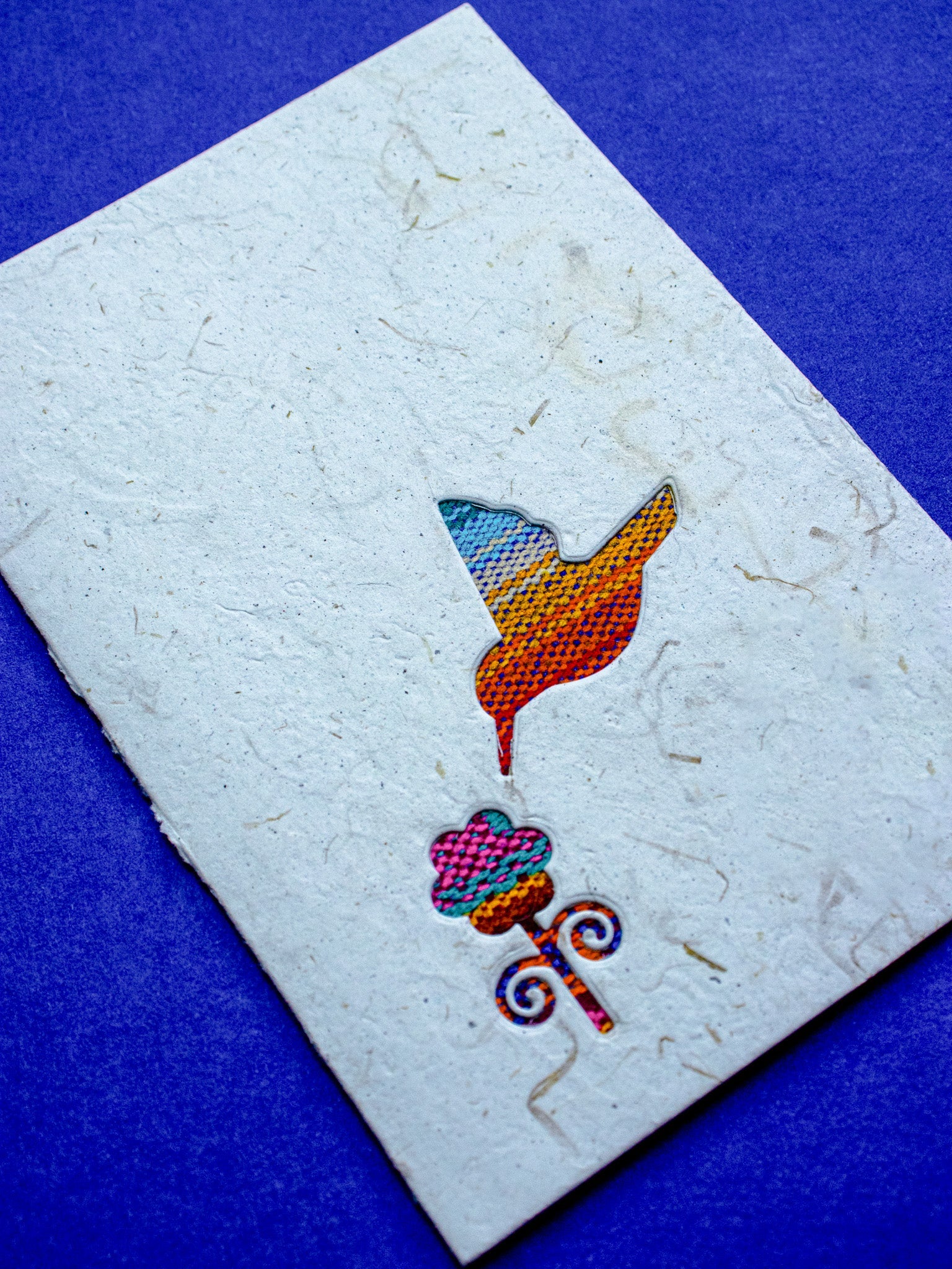 Small Bird with Flower Ecuadorian Fabric Card - Artizan International