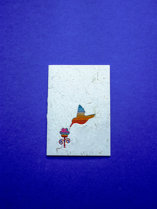 Small Bird With Flower Ecuadorian Fabric Cards - Wholesale Pack of 6 - Artizan International