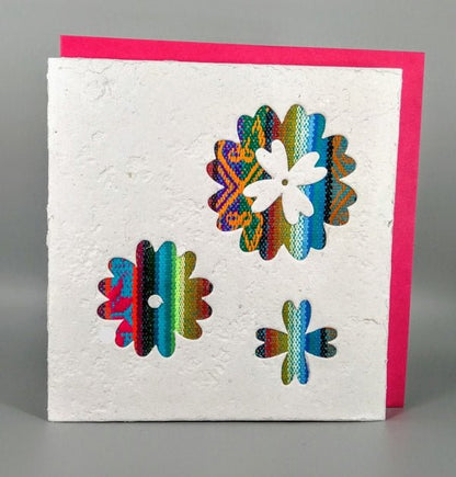 Three Flowers Ecuadorian Fabric Cards - Wholesale Pack of 6 - Artizan International